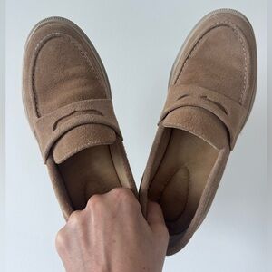 Elegant sand Suede Loafers for women